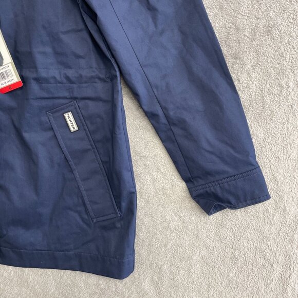 NEW Hunter Women's M Water Resistant Cotton Smock Rain Jacket Hooded Navy - Picture 9 of 13